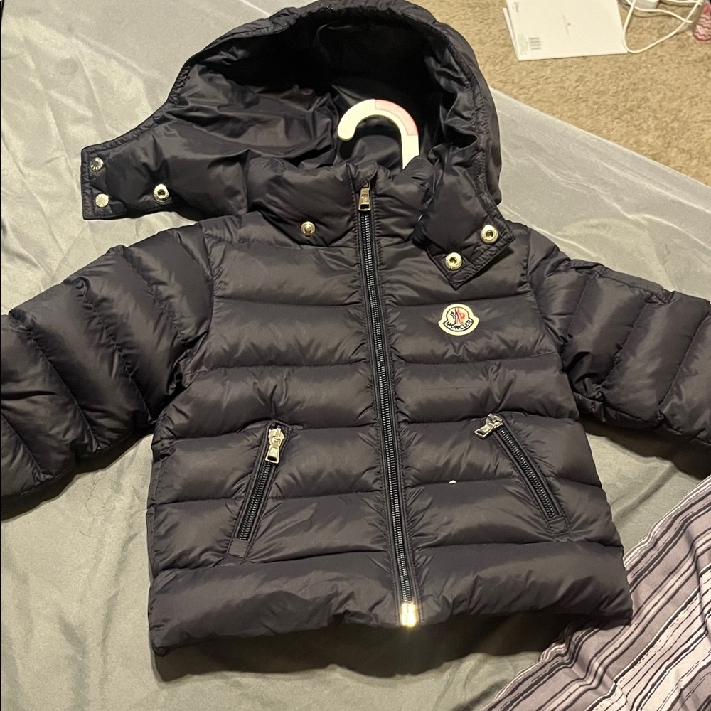 Moncler Navy Down Jacket with Hood
